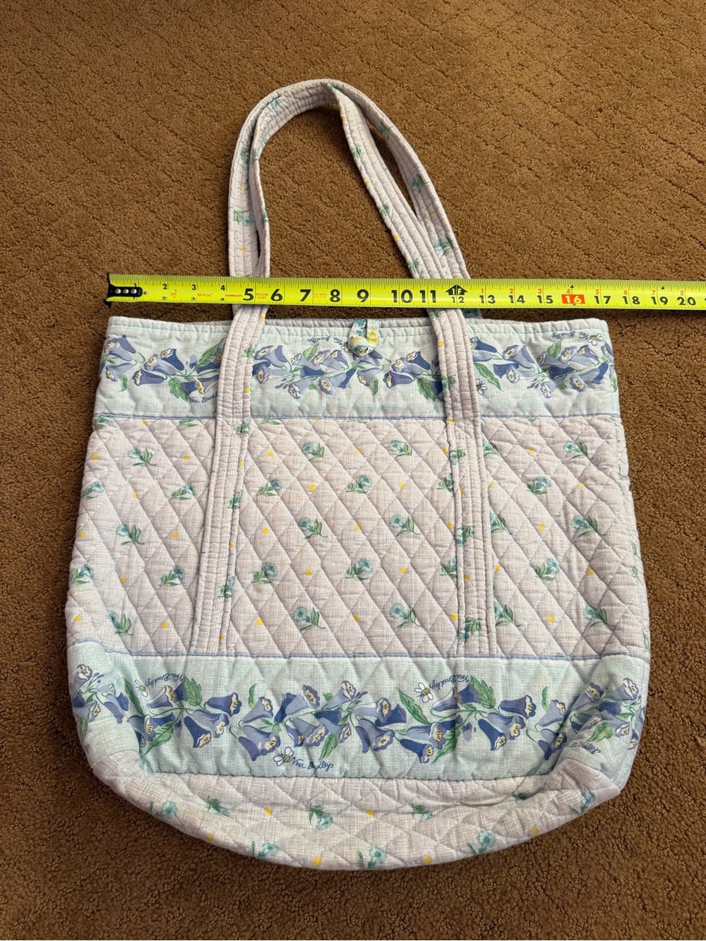 Vintage Vera Bradley Light Blue Floral Shoulder Tote Bag Retired Pattern Y2K - Picture 3 of 10